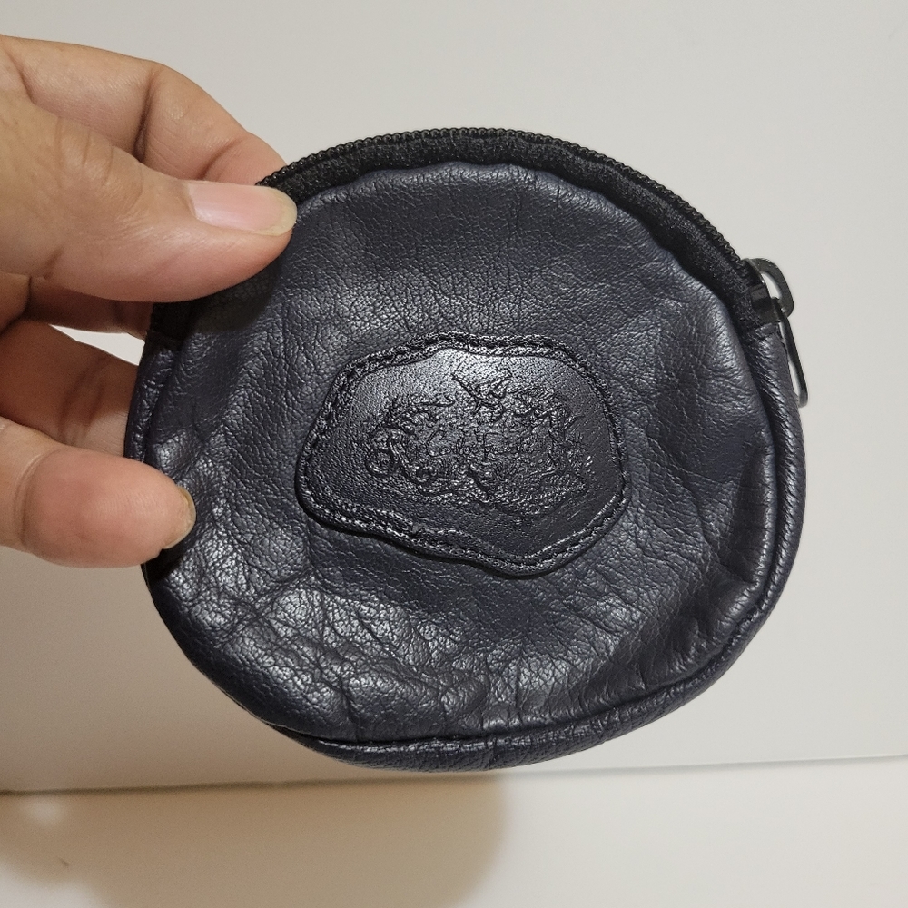 Vintage Carlos Falchi Black Leather Change Purse/Key Holder
